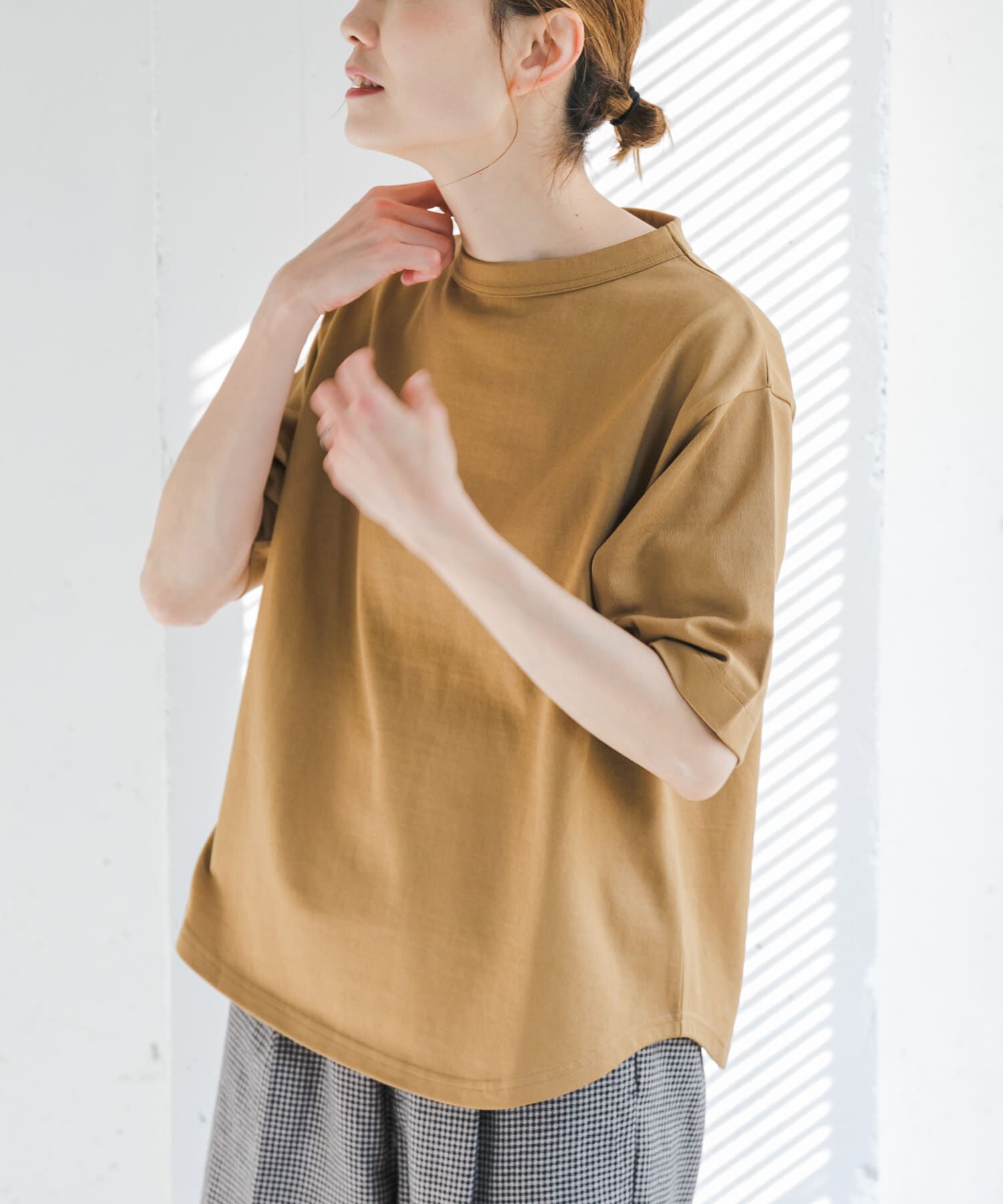 URBAN RESEARCH DOORS「FORK&SPOON　ボトルネックショートスリーブTシャツ」|Tシャツ・カットソー|キャメル
