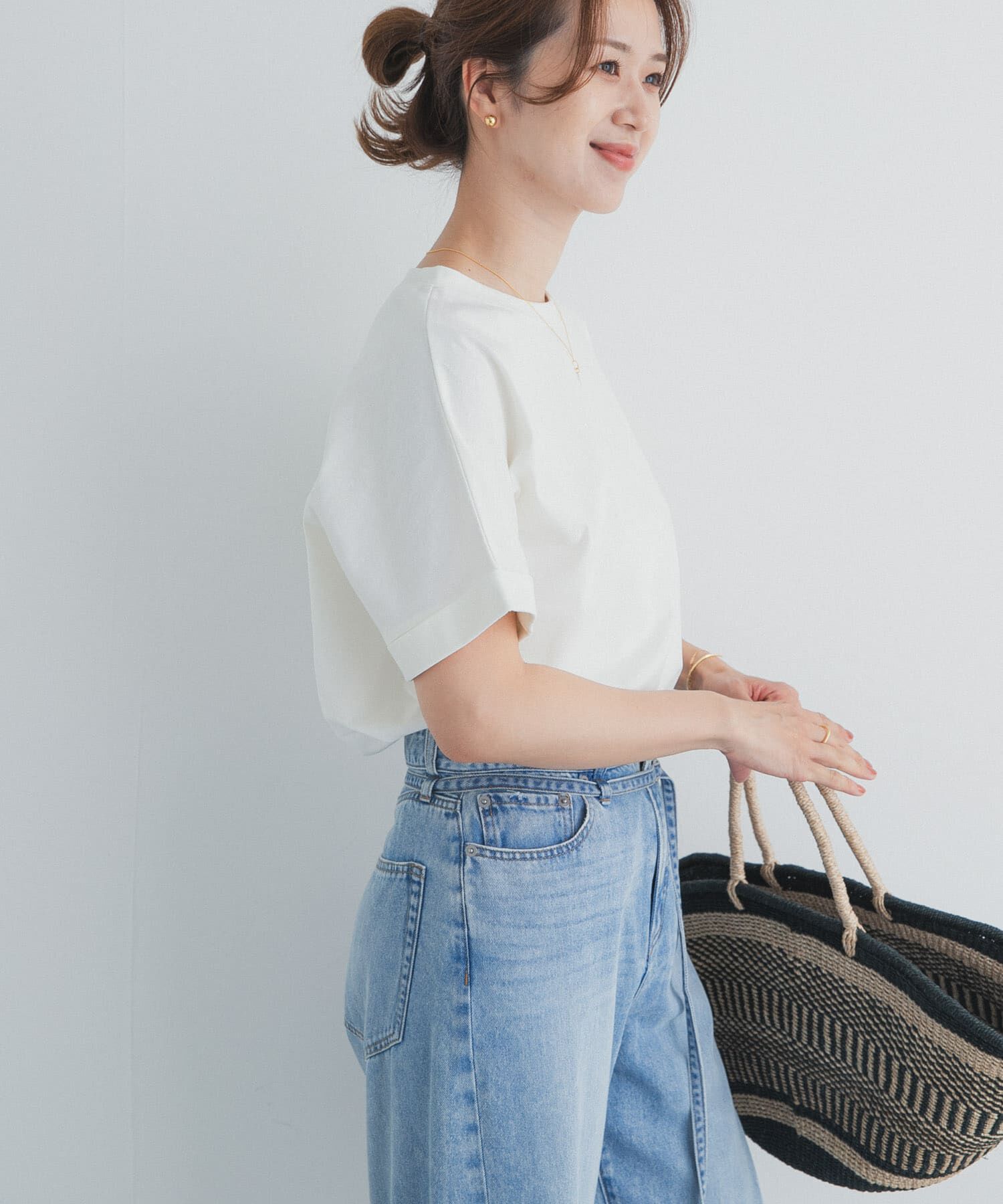 URBAN RESEARCH DOORS「『UR TECH』コットンロールスリーブプルオーバー」|Tシャツ・カットソー|