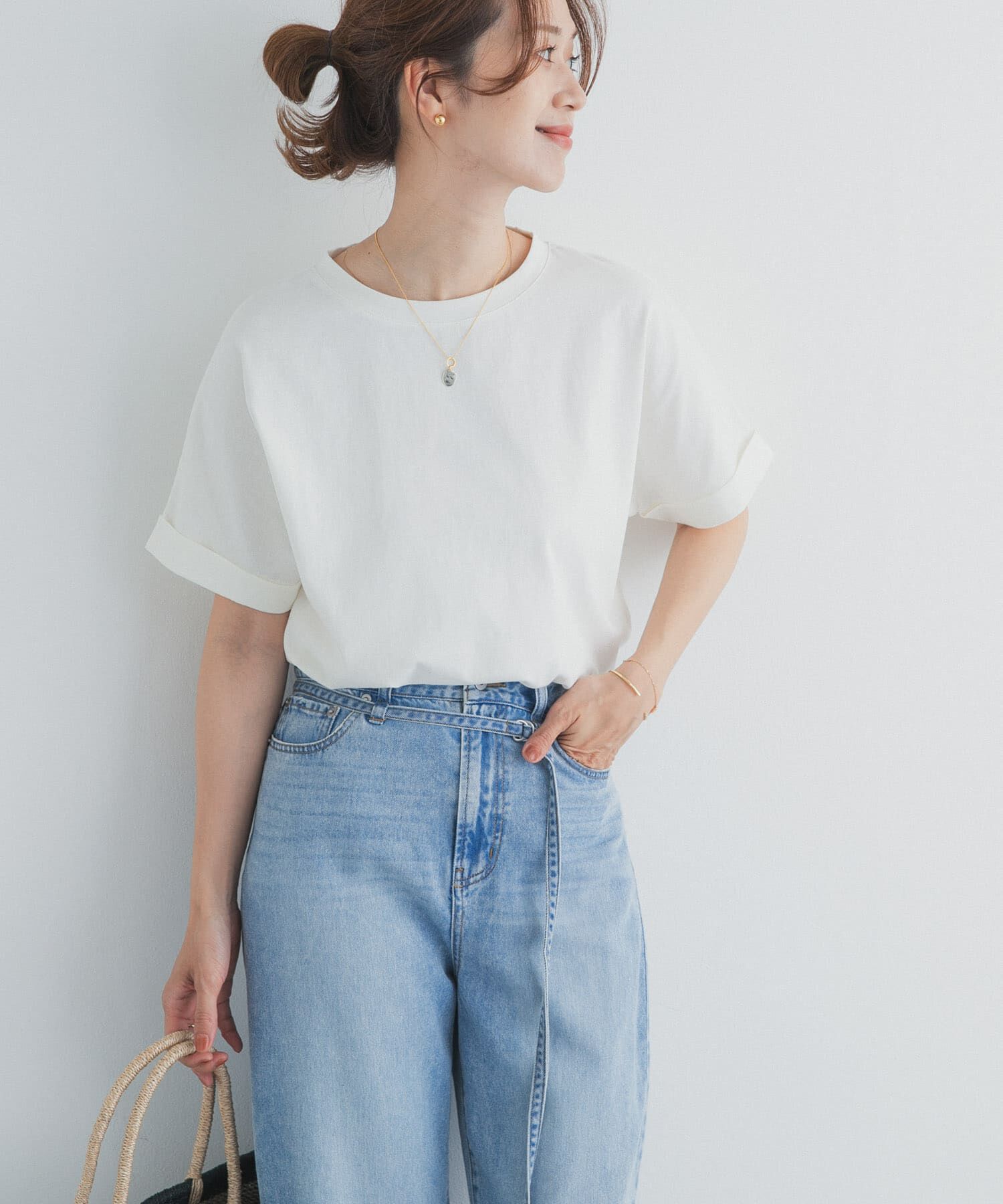 URBAN RESEARCH DOORS「『UR TECH』コットンロールスリーブプルオーバー」|Tシャツ・カットソー|