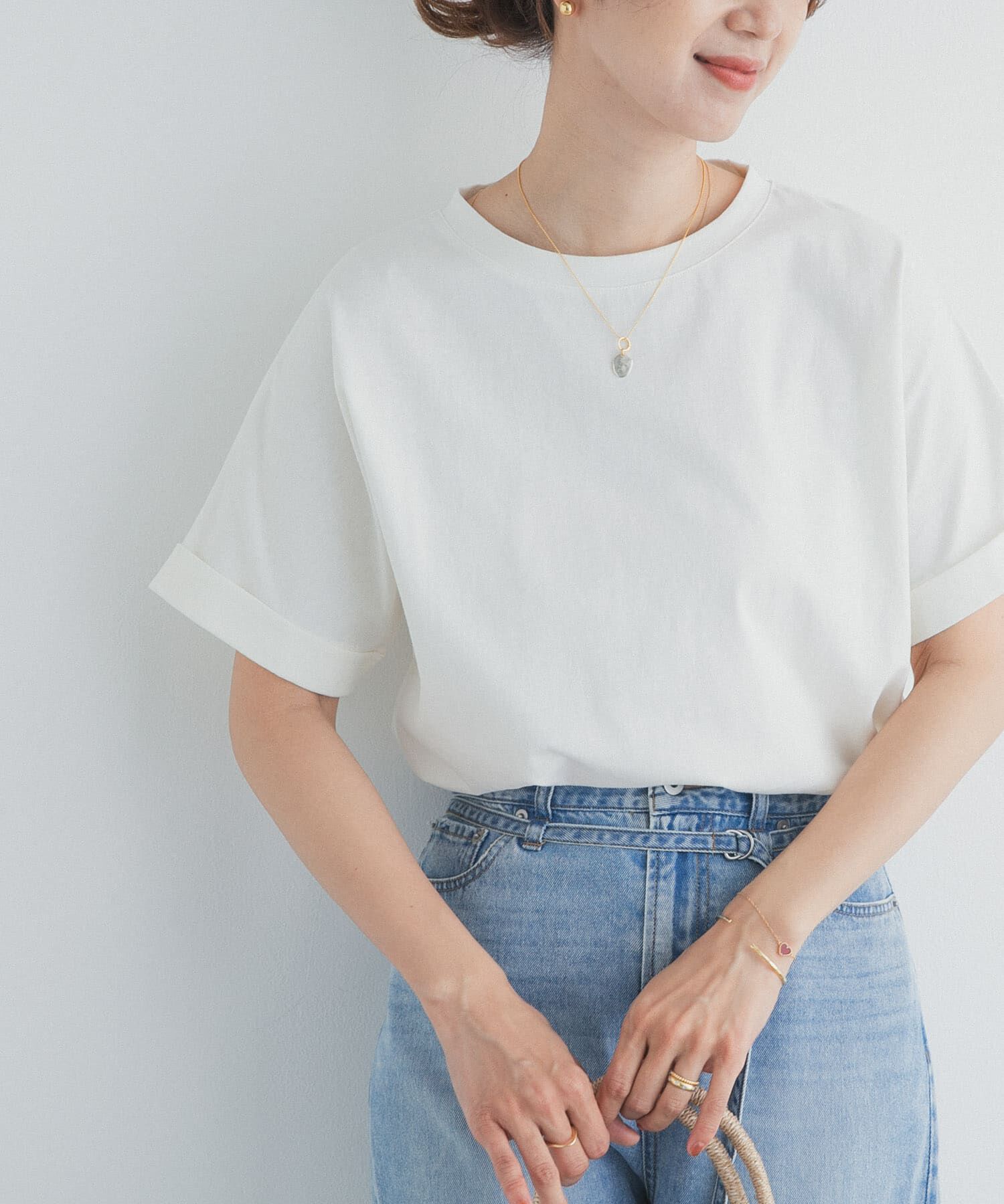 URBAN RESEARCH DOORS「『UR TECH』コットンロールスリーブプルオーバー」|Tシャツ・カットソー|