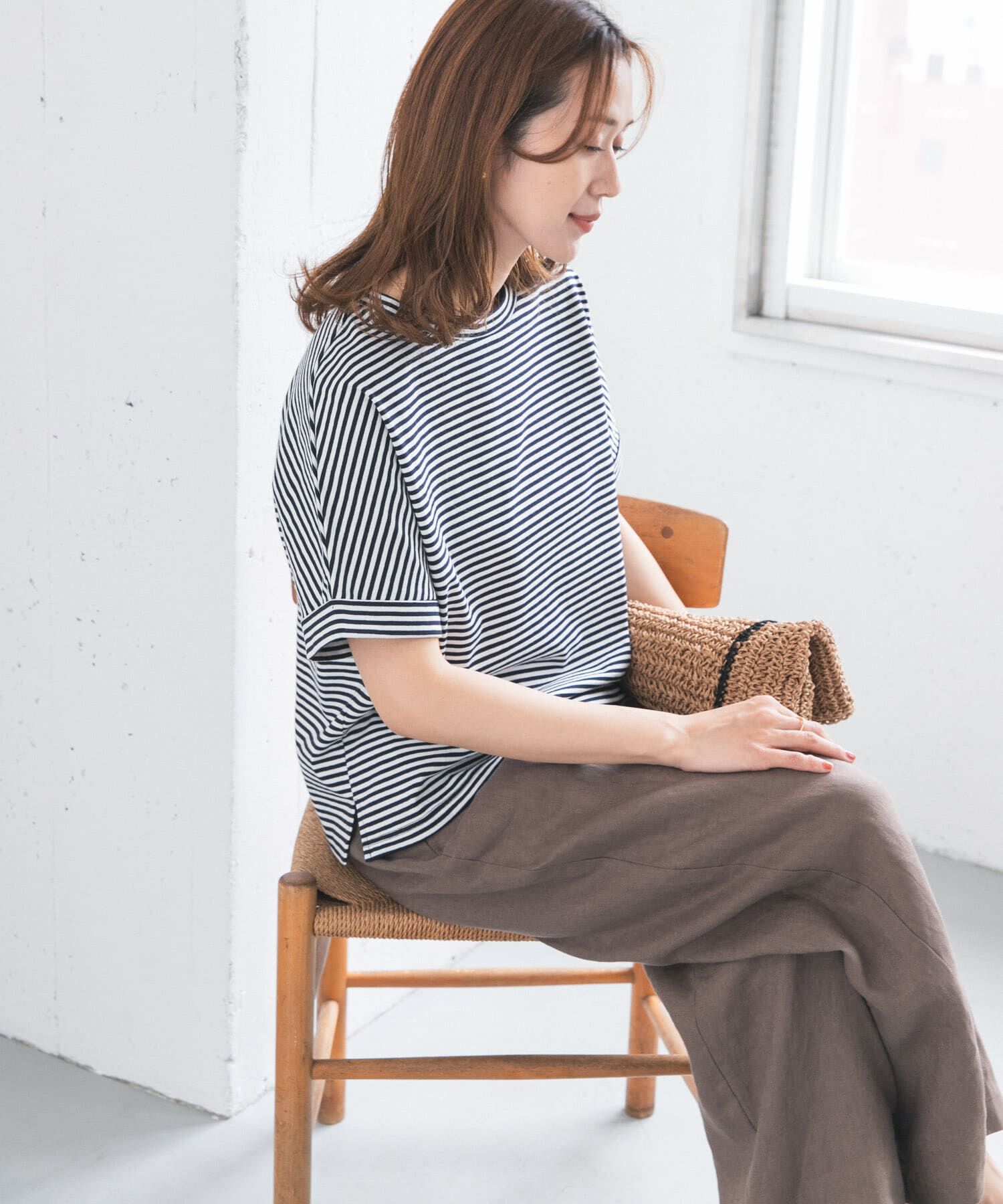 URBAN RESEARCH DOORS「『UR TECH』コットンロールスリーブプルオーバー」|Tシャツ・カットソー|