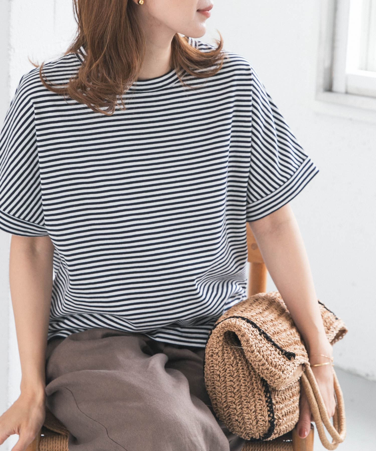 URBAN RESEARCH DOORS「『UR TECH』コットンロールスリーブプルオーバー」|Tシャツ・カットソー|