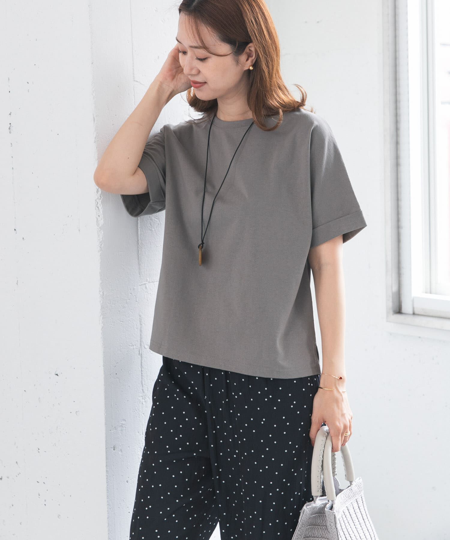 URBAN RESEARCH DOORS「『UR TECH』コットンロールスリーブプルオーバー」|Tシャツ・カットソー|