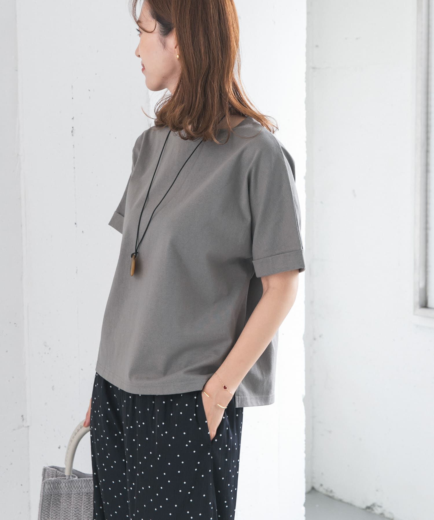 URBAN RESEARCH DOORS「『UR TECH』コットンロールスリーブプルオーバー」|Tシャツ・カットソー|