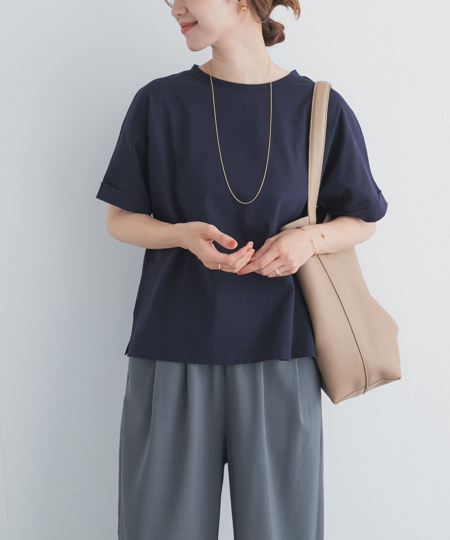 URBAN RESEARCH DOORS「『UR TECH』コットンロールスリーブプルオーバー」|Tシャツ・カットソー|