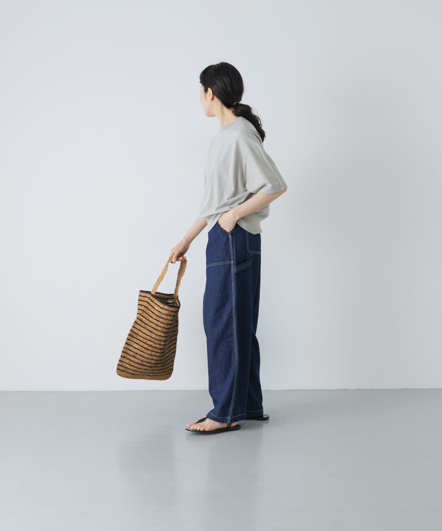 かぐれ「コットンリネンデニムペインターパンツ」|デニム|