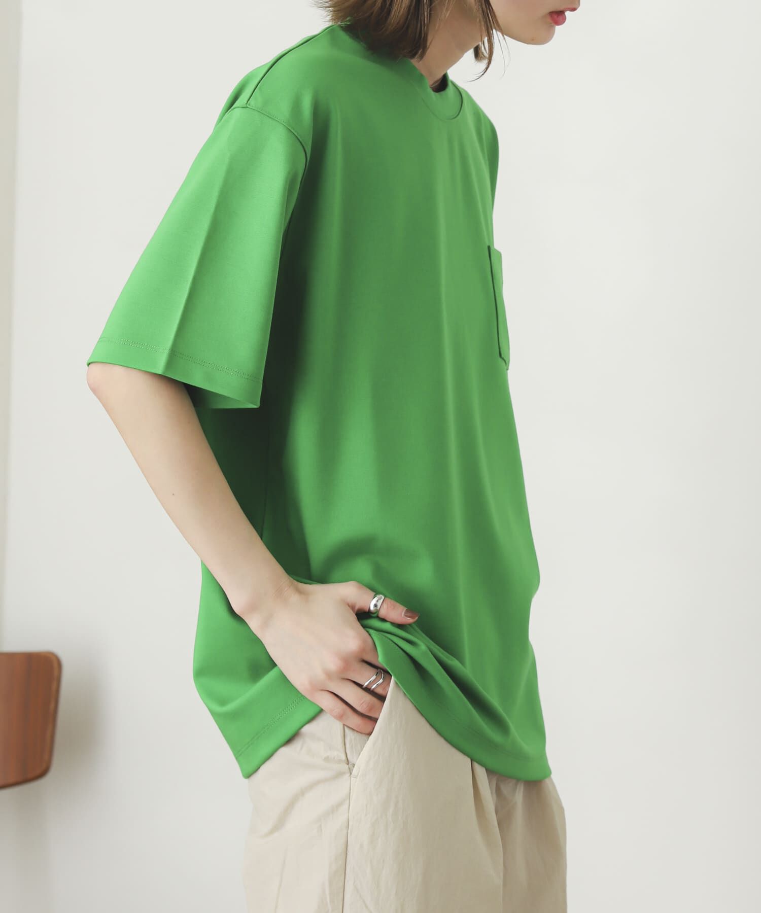 SENSE OF PLACE by URBAN RESEARCH「ポンチポケットTシャツ(5分袖)」|Tシャツ・カットソー|グリーン