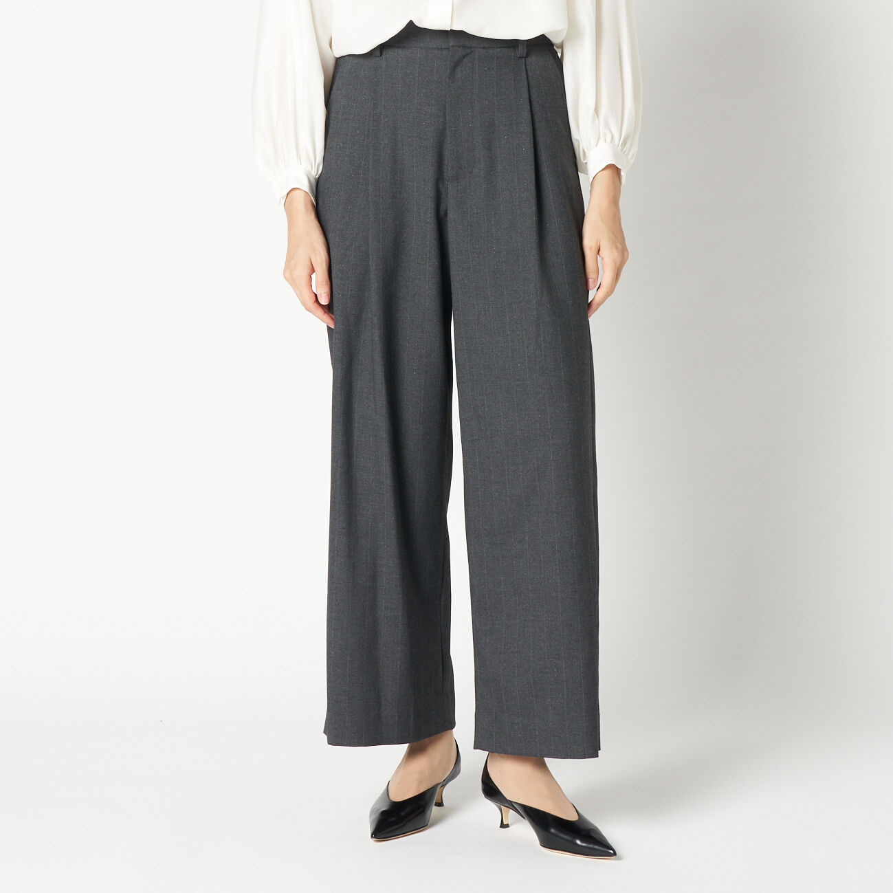 HELIOPOLE「HELIOPOLE GLITTER STRIPE STRAIGHT PANTS」|チノ|