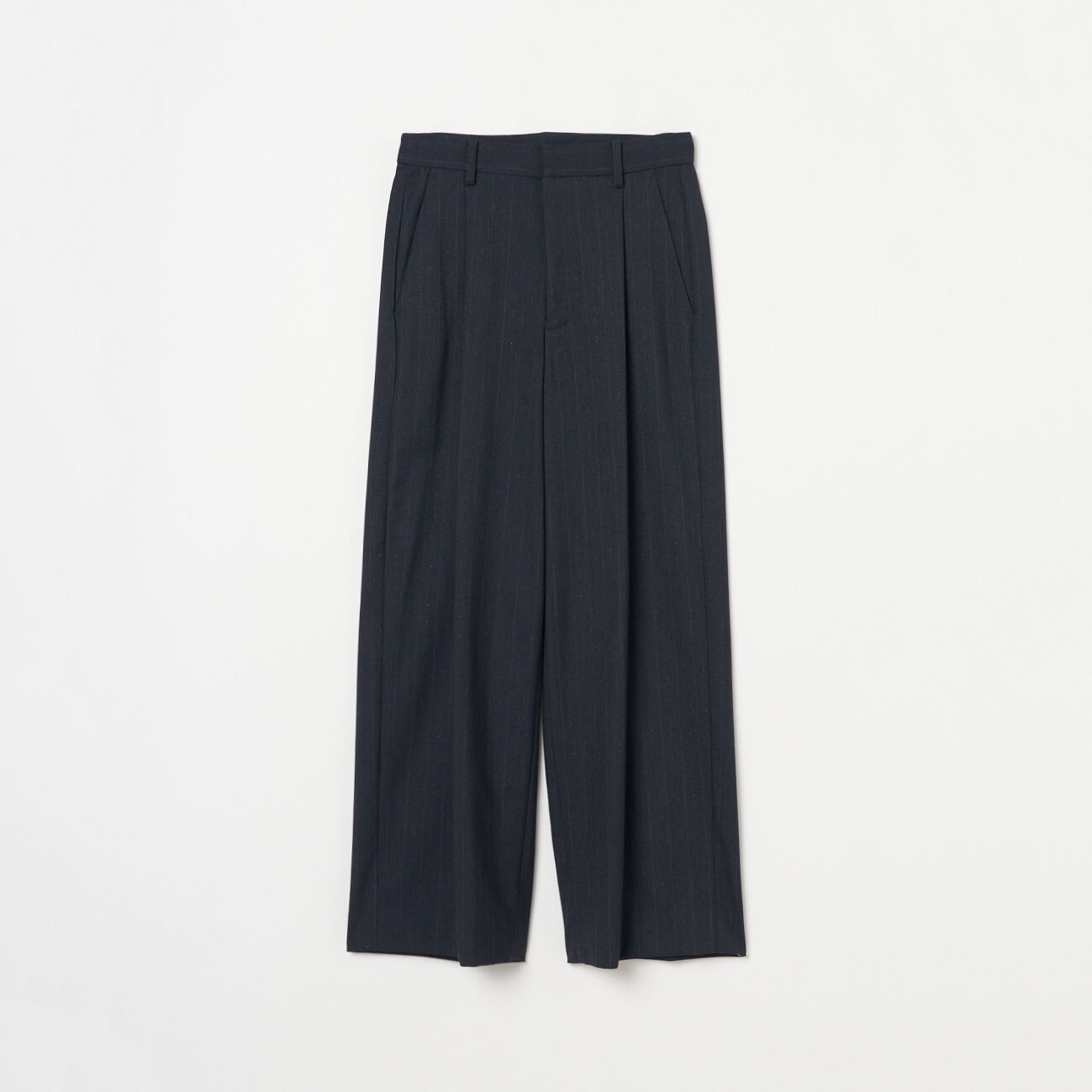 HELIOPOLE「HELIOPOLE GLITTER STRIPE STRAIGHT PANTS」|チノ|ネイビー