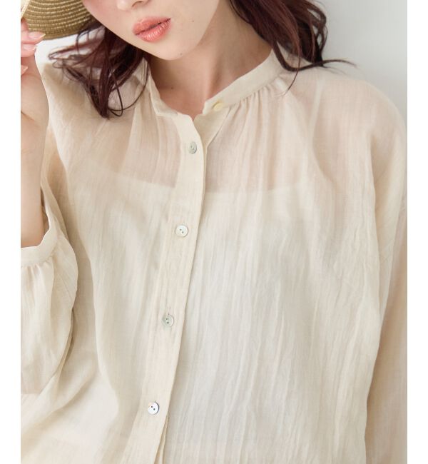  「《WEB限定アイテム》バンドカラーガーゼブラウス」|シャツ・ブラウス|