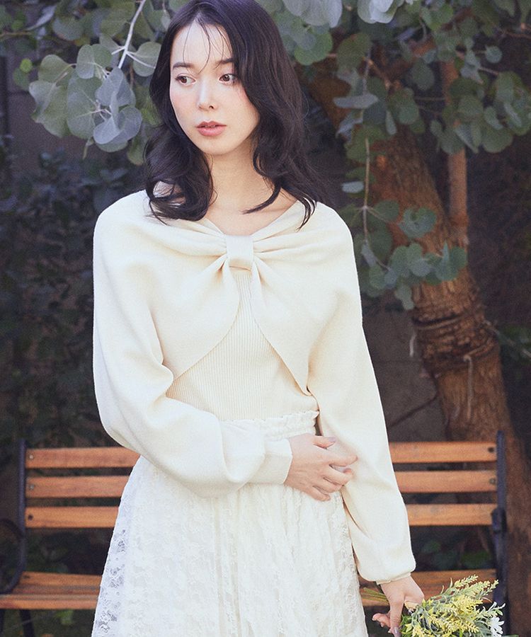 earth music&ecology「【WEB限定】リボンニットアンサンブル」|ニット・セーター|Ivory