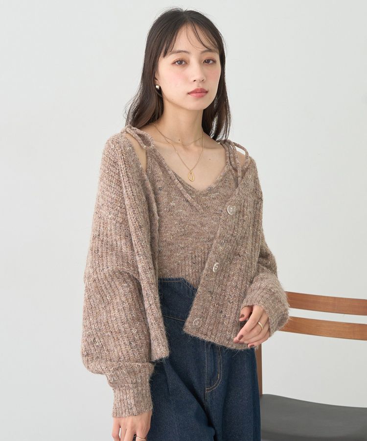 earth music&ecology「SET2点ショートカーディガン＋リボンキャミソール」|カーディガン|