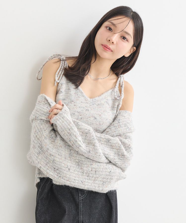 earth music&ecology「SET2点ショートカーディガン＋リボンキャミソール」|カーディガン|