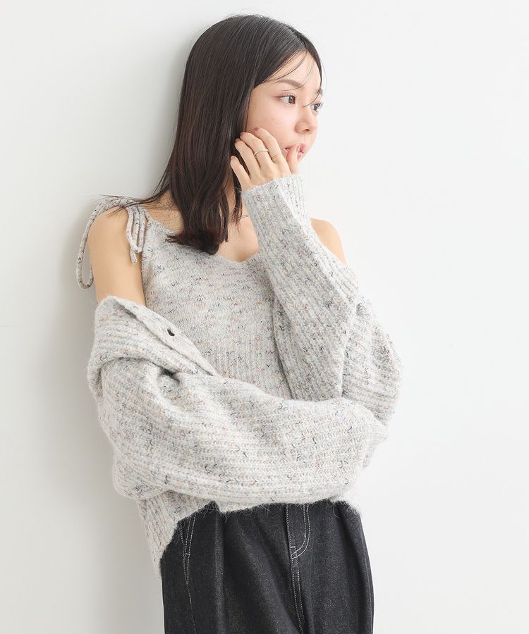 earth music&ecology「SET2点ショートカーディガン＋リボンキャミソール」|カーディガン|