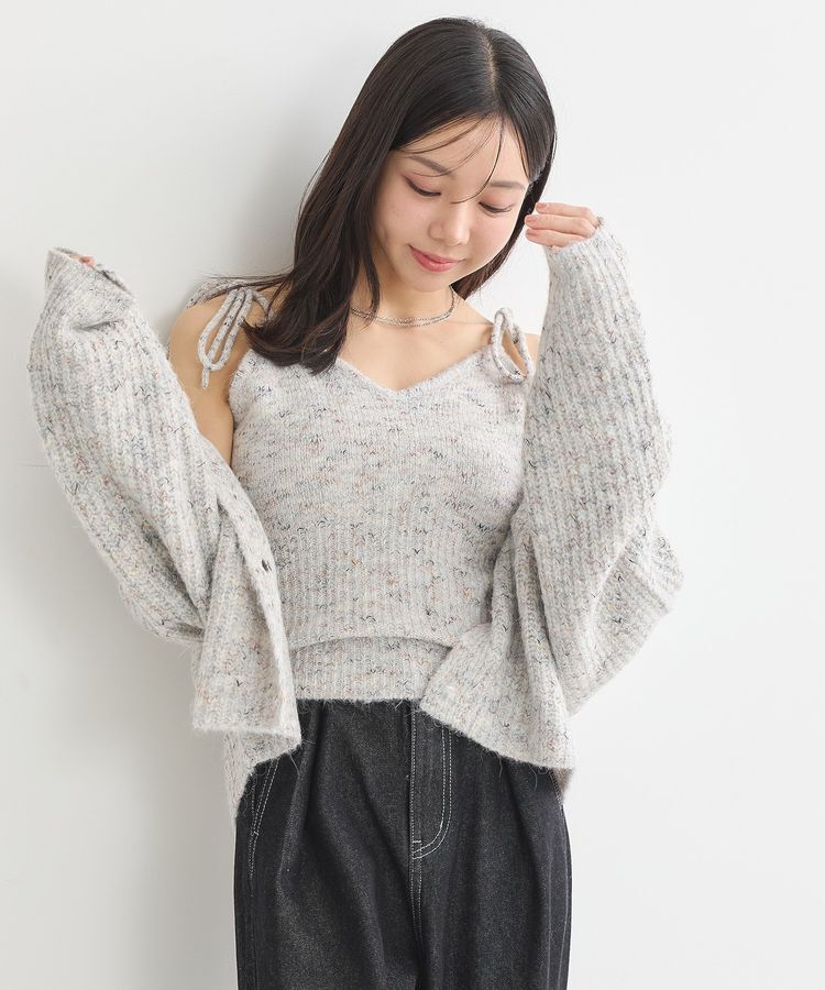 earth music&ecology「SET2点ショートカーディガン＋リボンキャミソール」|カーディガン|