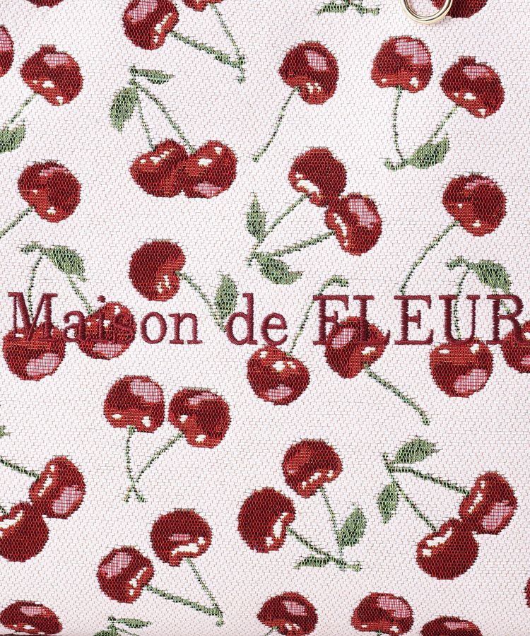 Maison de FLEUR「【A4対応】チェリー柄ゴブランスクエアトートバッグ」|ハンドバッグ|