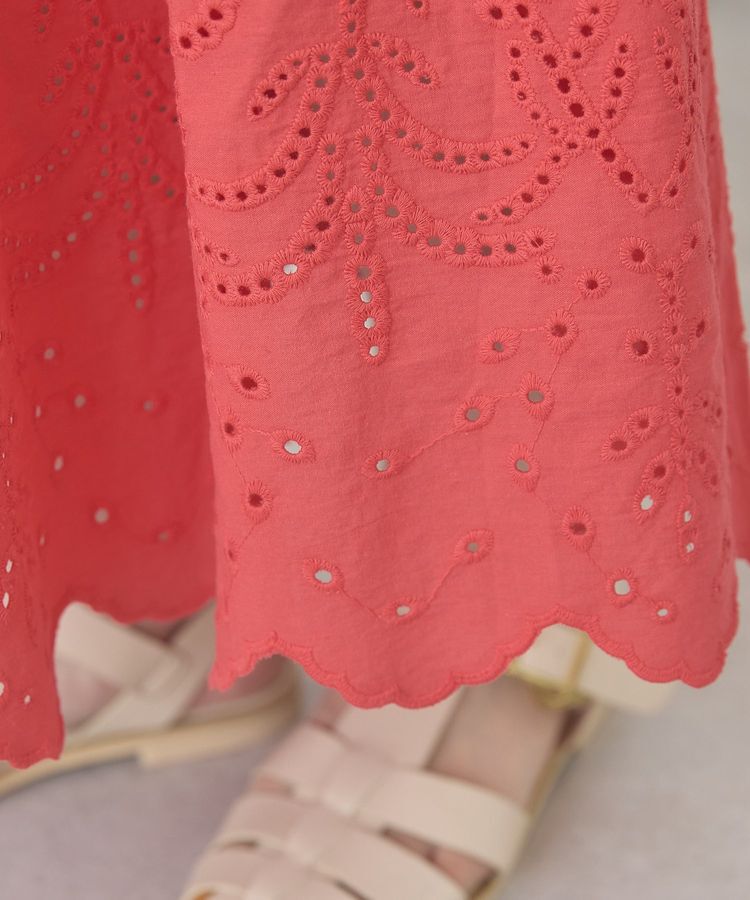 AMERICAN HOLIC「アイレット刺繍ティアードスカート」|フレア|