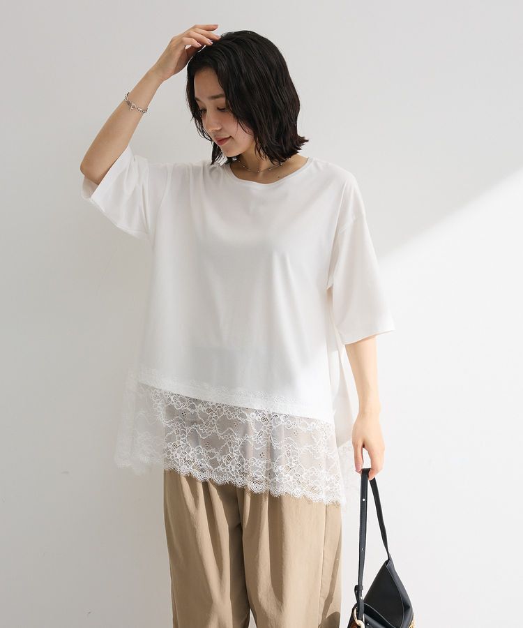 Green Parks「裾イレヘムレースプルオーバー」|Tシャツ・カットソー|Off White