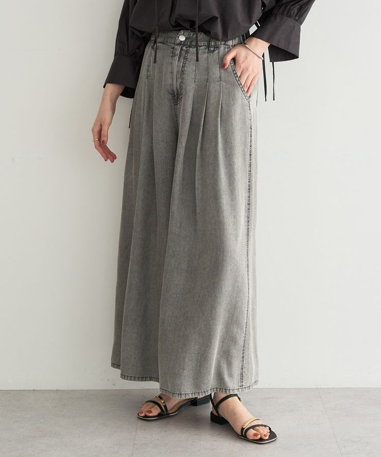 YECCA VECCA「バイオ加工ヴィンテージデニムワイドパンツ」|デニム|Gray