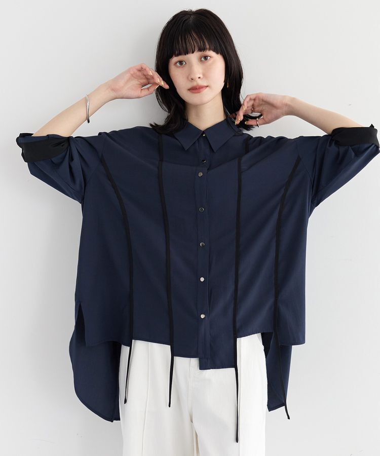 Editt by YECCA VECCA「ストリングデザインシャツ」|シャツ・ブラウス|Navy