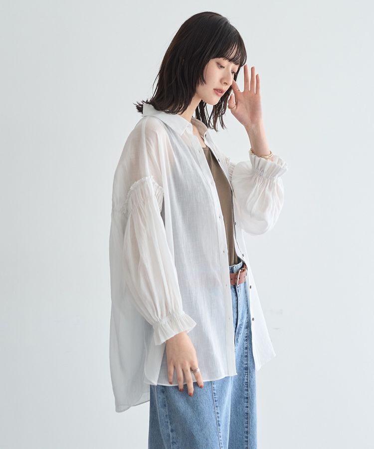 Editt by YECCA VECCA「綿麻シアーボリュームギャザーシャツ」|シャツ・ブラウス|