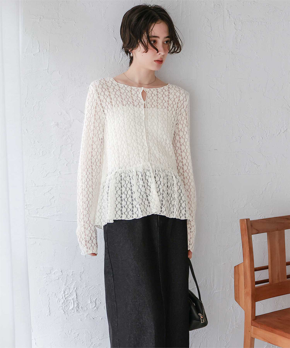 titivate「ペプラムシルエットレーストップス」|Tシャツ・カットソー|