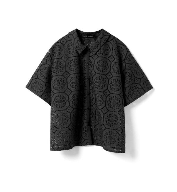 mizuiro ind「mizuiro ind タイルレースシャツ」|シャツ・ブラウス|ブラック