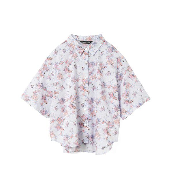 mizuiro ind「mizuiro ind 花柄ハーフスリーブシャツ」|シャツ・ブラウス|サックス&times;オレンジ