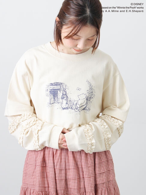 Samansa Mos2「【Disney】くまのプーさん袖フリルロンT」|Tシャツ・カットソー|キナリ