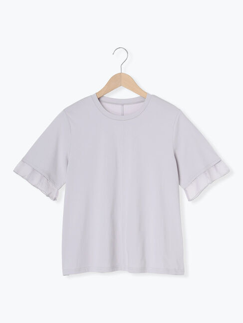 Samansa Mos2「【接触冷感】袖オーガンジー切り替えTシャツ」|Tシャツ・カットソー|