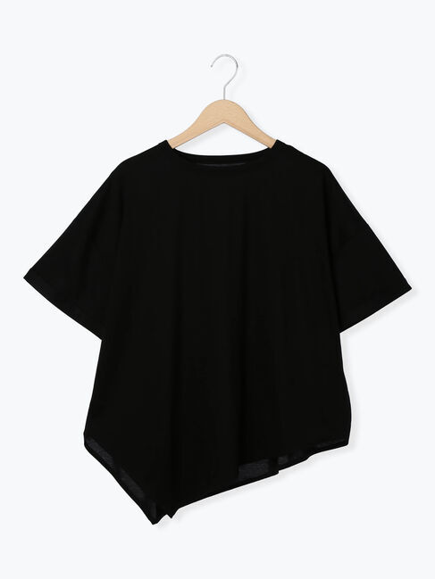 Samansa Mos2「アシンメトリーリンガーTシャツ」|Tシャツ・カットソー|ブラック