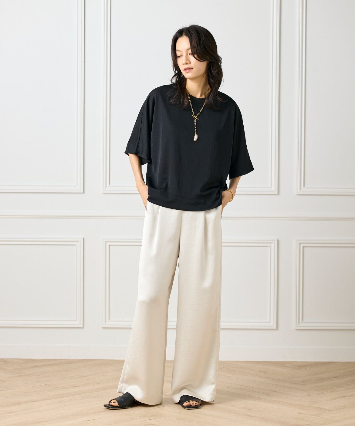 INED「《大きいサイズ》シアーオーバーサイズカットソー」|Tシャツ・カットソー|