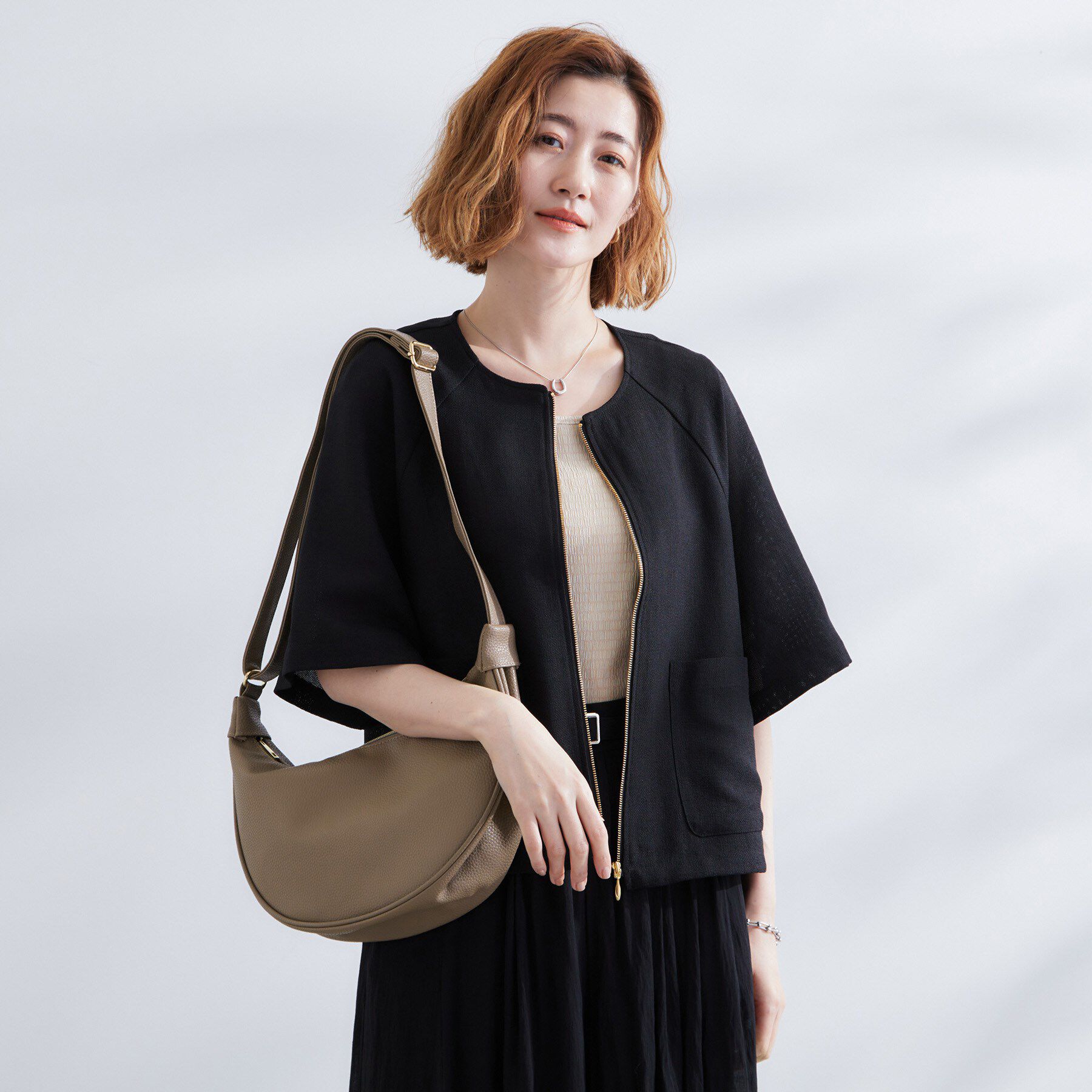 grove「アソート変形ムーンショルダー」|ショルダー・メッセンジャー|トープ(054)