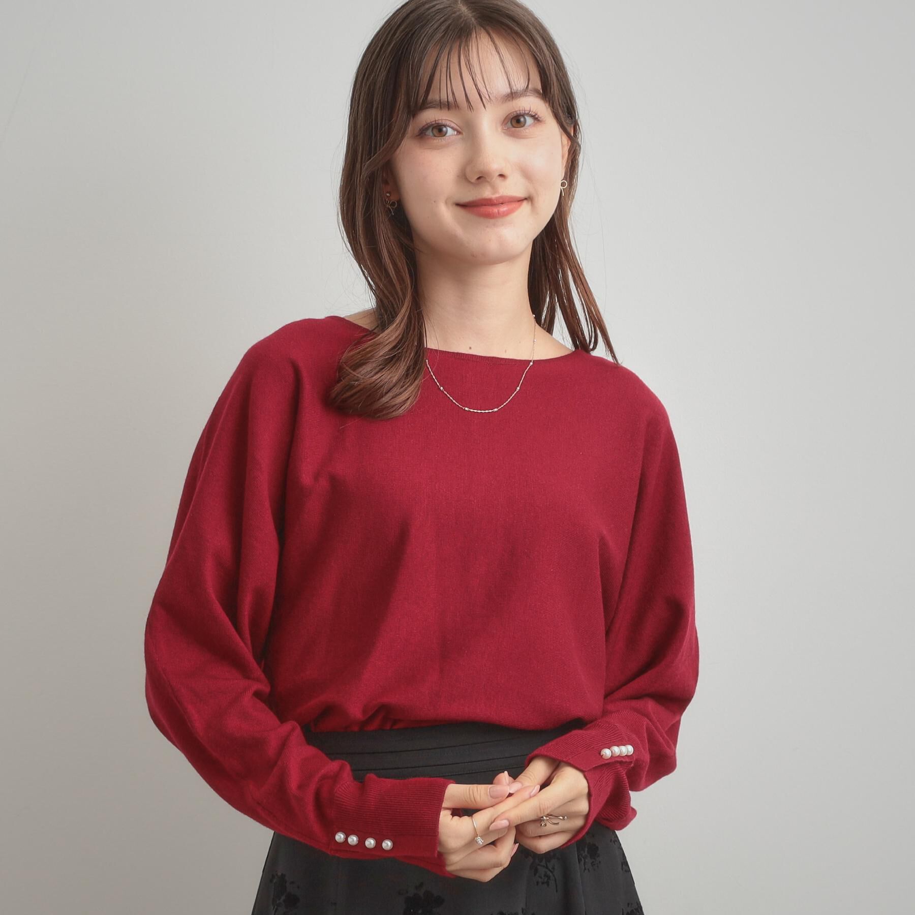 Couture broach「【大人上品・通勤・前後2WAY】バックパール調ドルマンニット」|ニット・セーター|