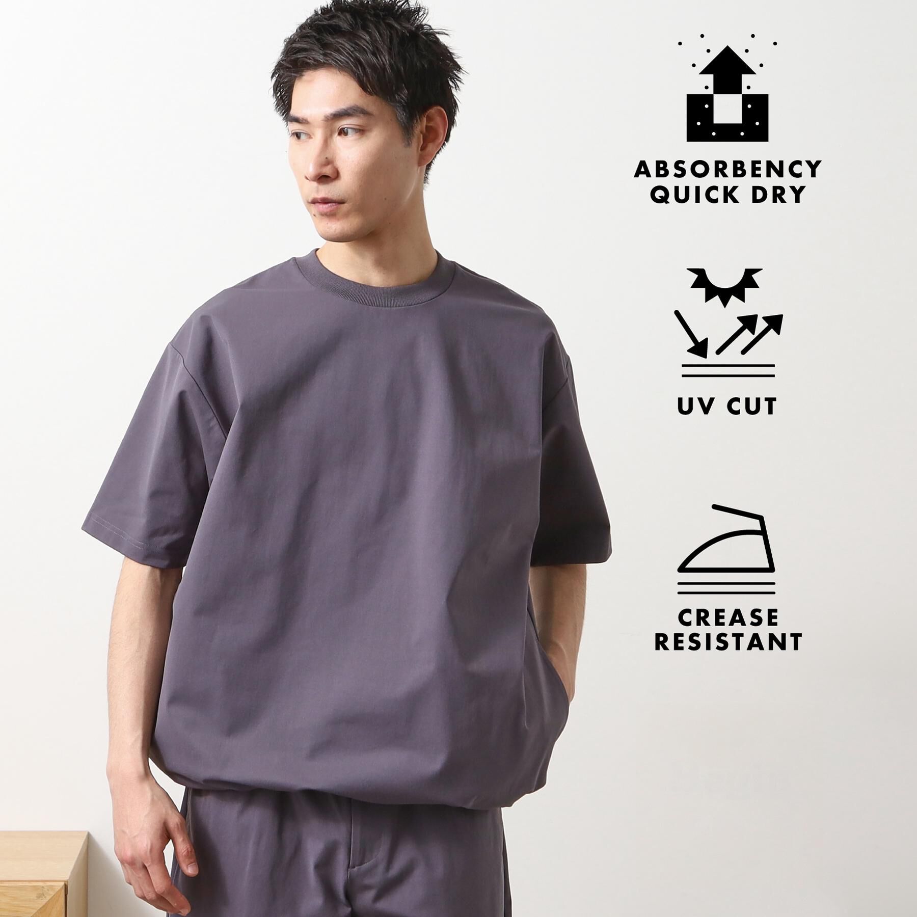 THE SHOP TK「パーフェクテックスピンドル半袖Tシャツ【セットアップ可/吸水速乾/UVカット/アンチピリング】」|Tシャツ・カットソー|チャコールグレー(0