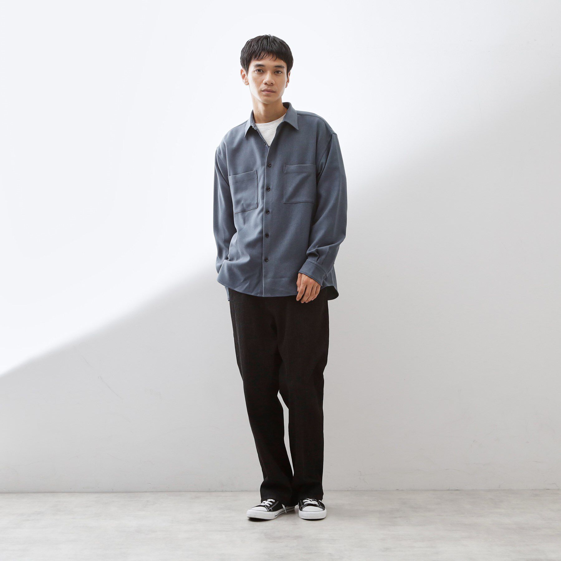 THE SHOP TK「【大人のきれいめカジュアルに】ウールライク長袖シャツ 洗濯機OK」|シャツ・ブラウス|