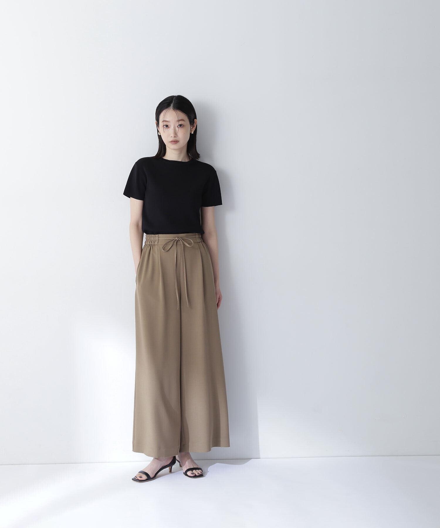  「リネンライクリボンイージーワイドパンツ」|その他|