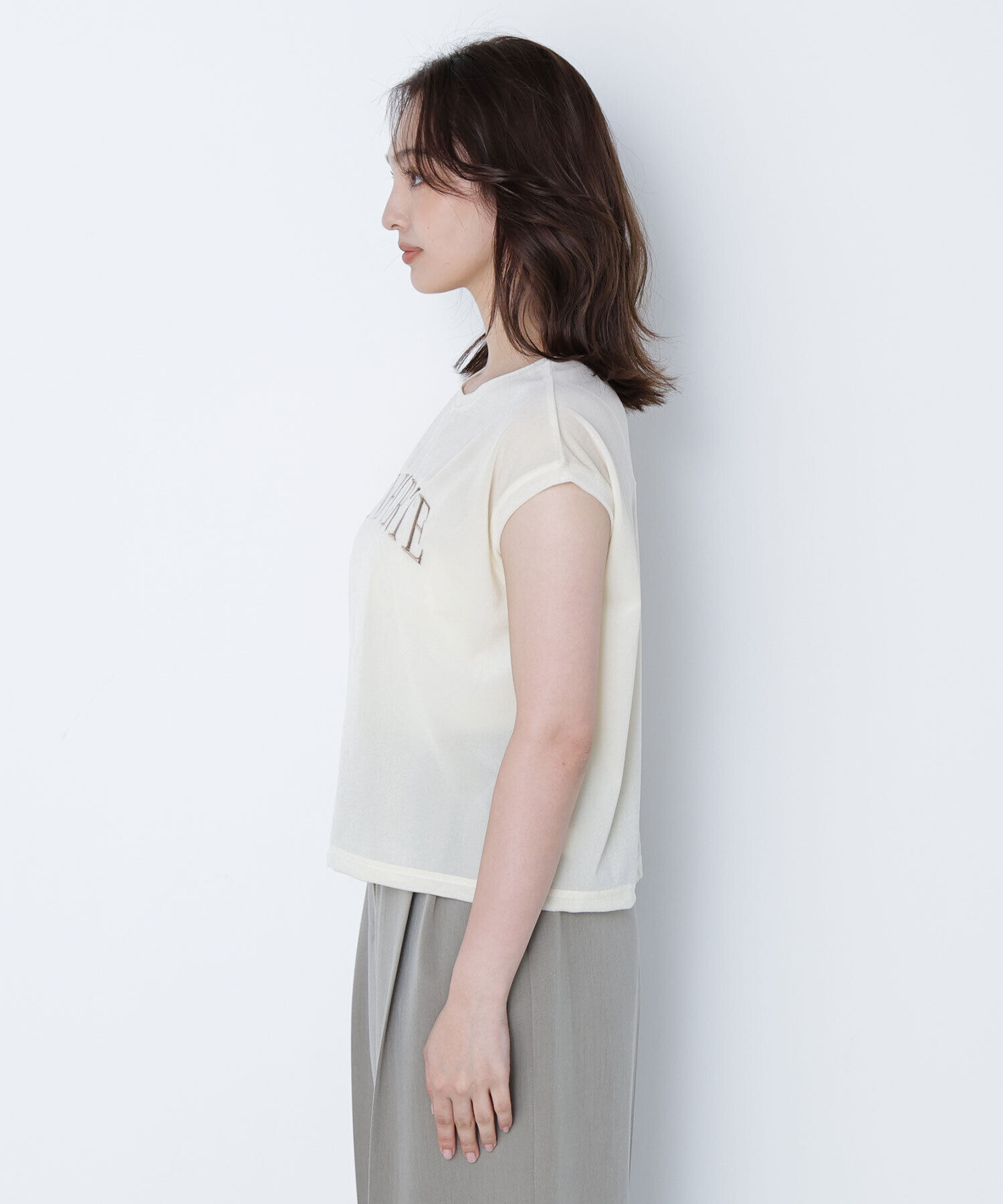  「ベロアロゴ刺繍トップス」|Tシャツ・カットソー|