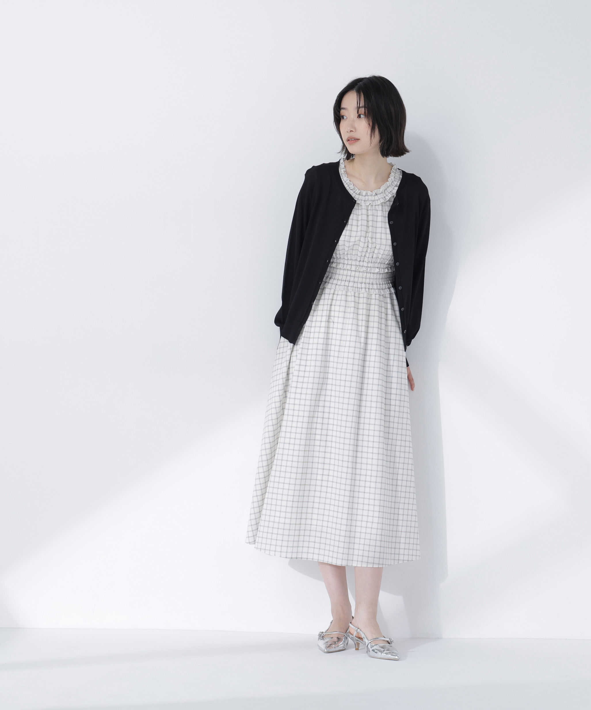  「チェックシャーリングワンピース」|ワンピース|
