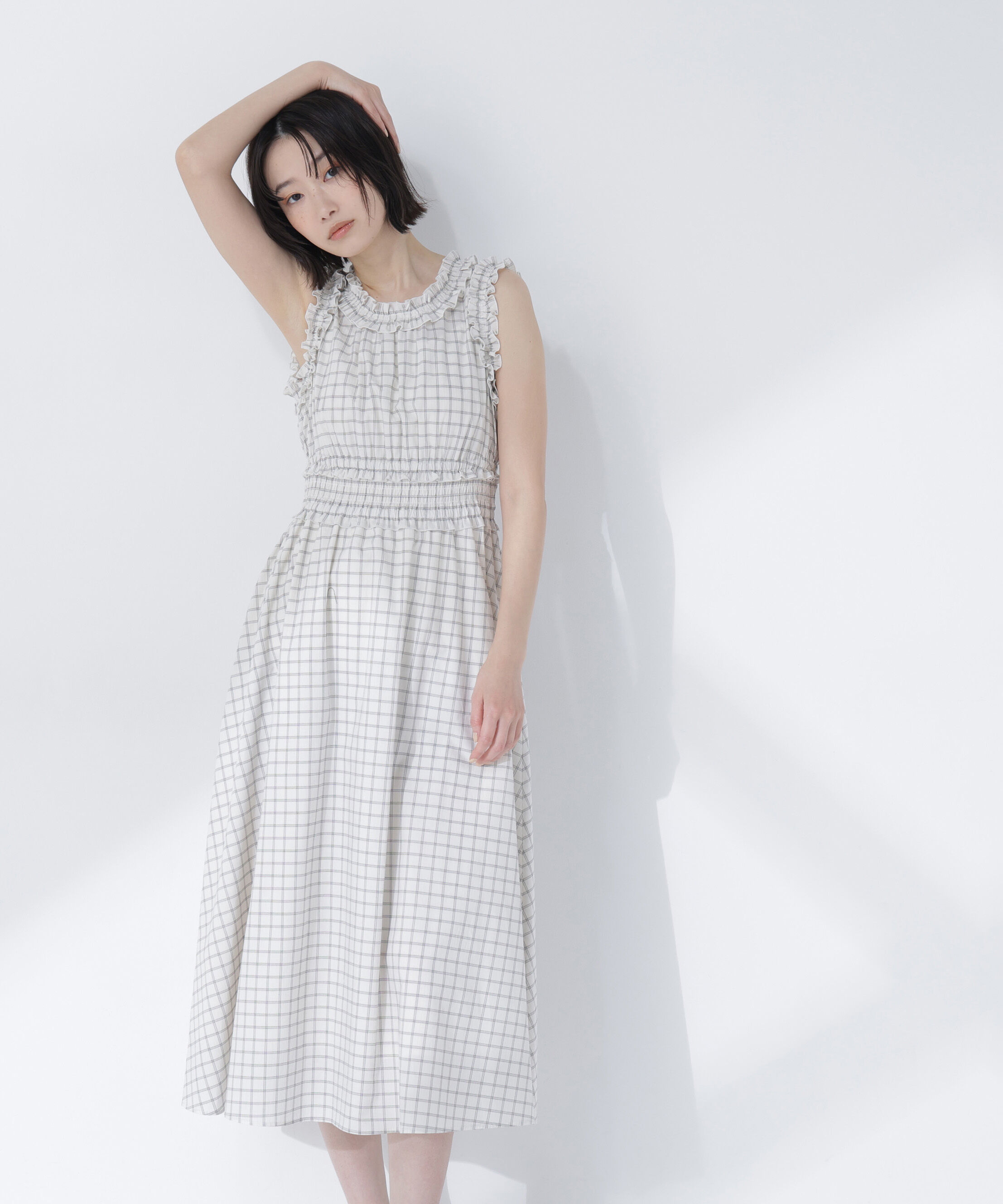  「チェックシャーリングワンピース」|ワンピース|