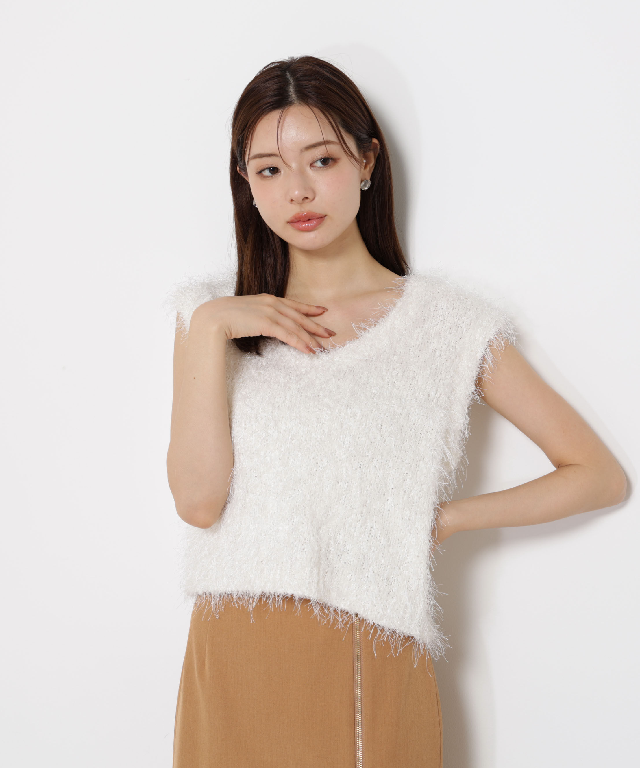 PROPORTION BODY DRESSING「＜ハンドウォッシャブル＞フェザーノースリニット」|ニット・セーター|