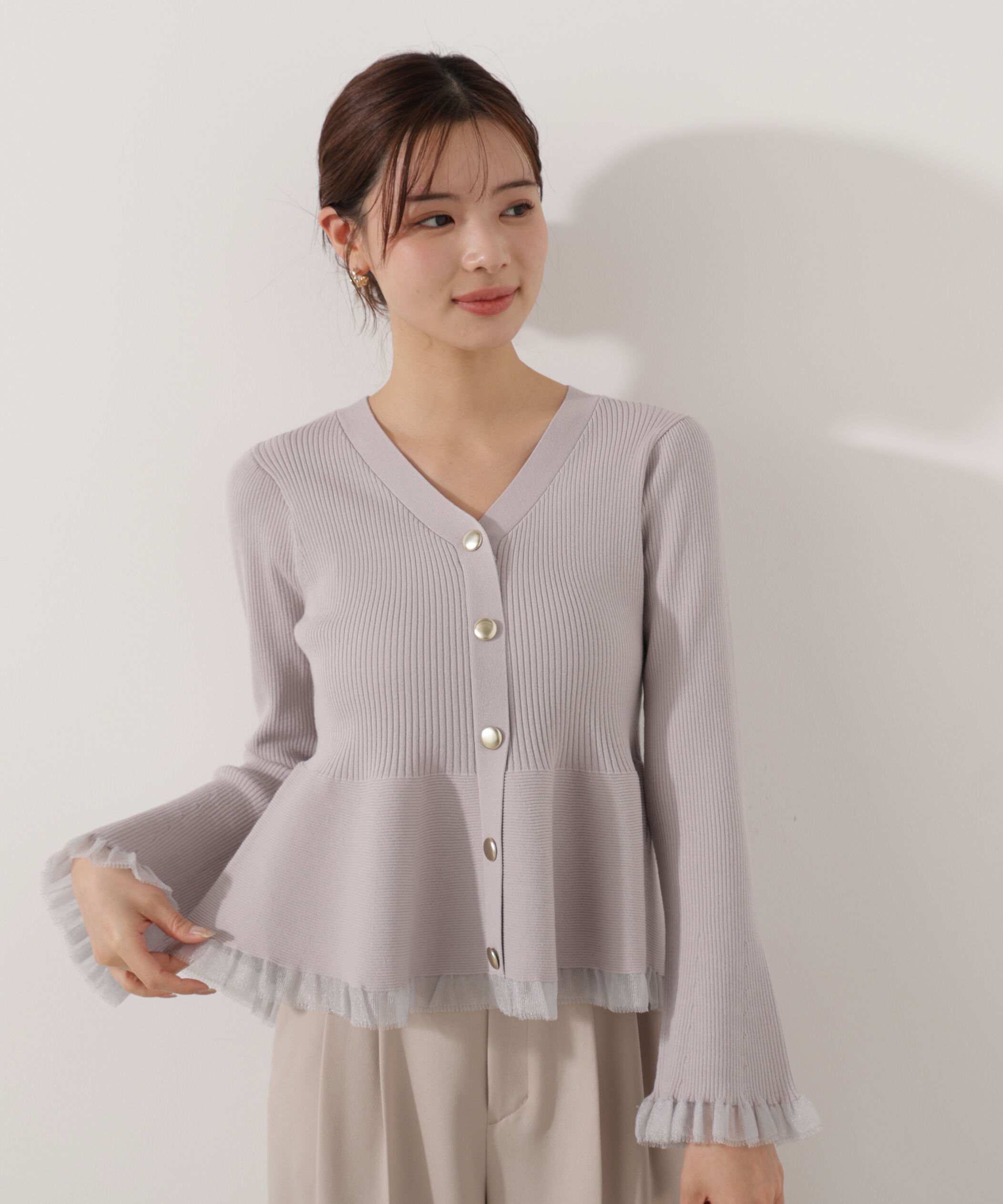 PROPORTION BODY DRESSING「シアー切替ペプラムニット　26SS」|ニット・セーター|
