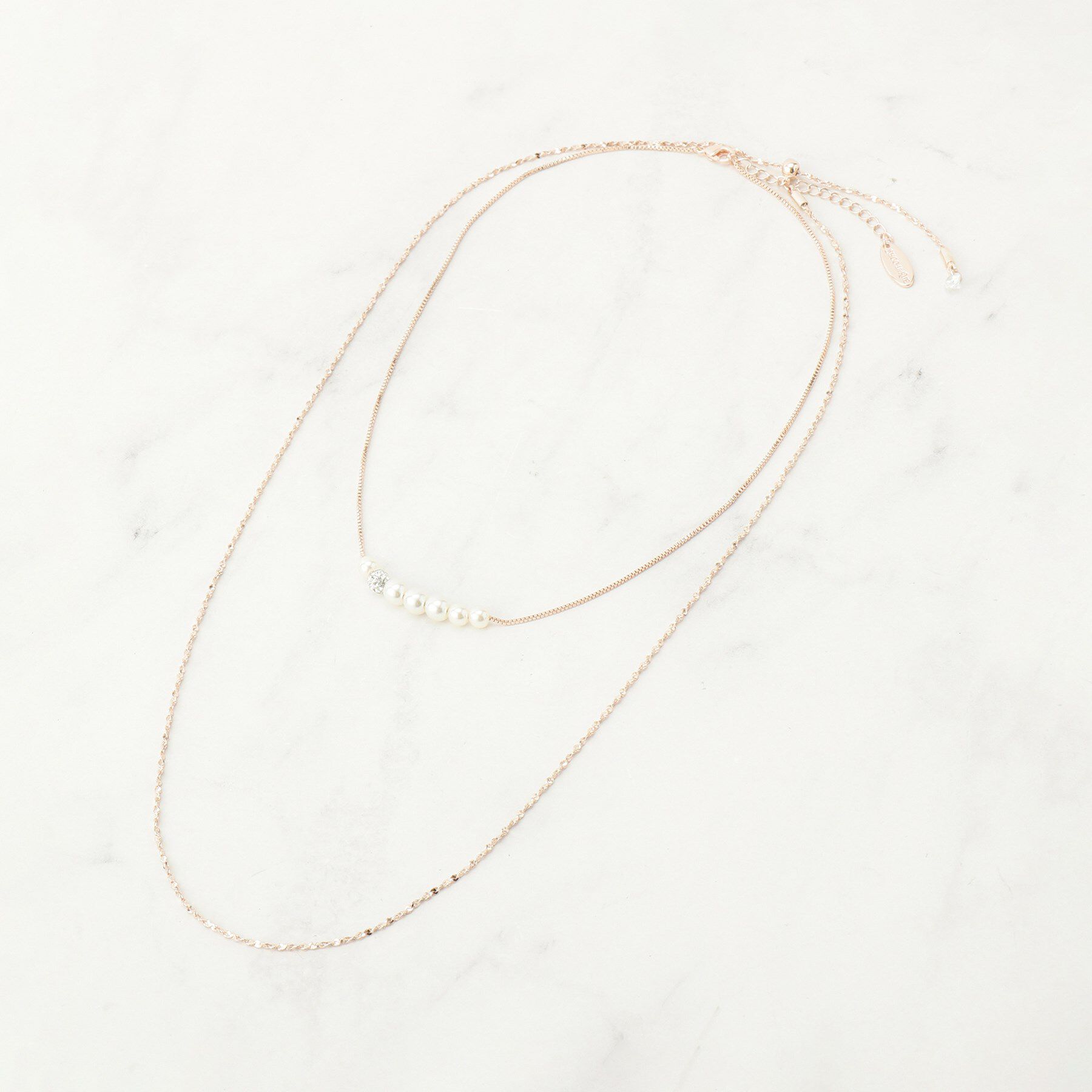SHOO･LA･RUE「【セレモニー/2本セット】3WAYで楽しめる フェイクパール付きネックレス」|ネックレス|ピンクゴールド(00