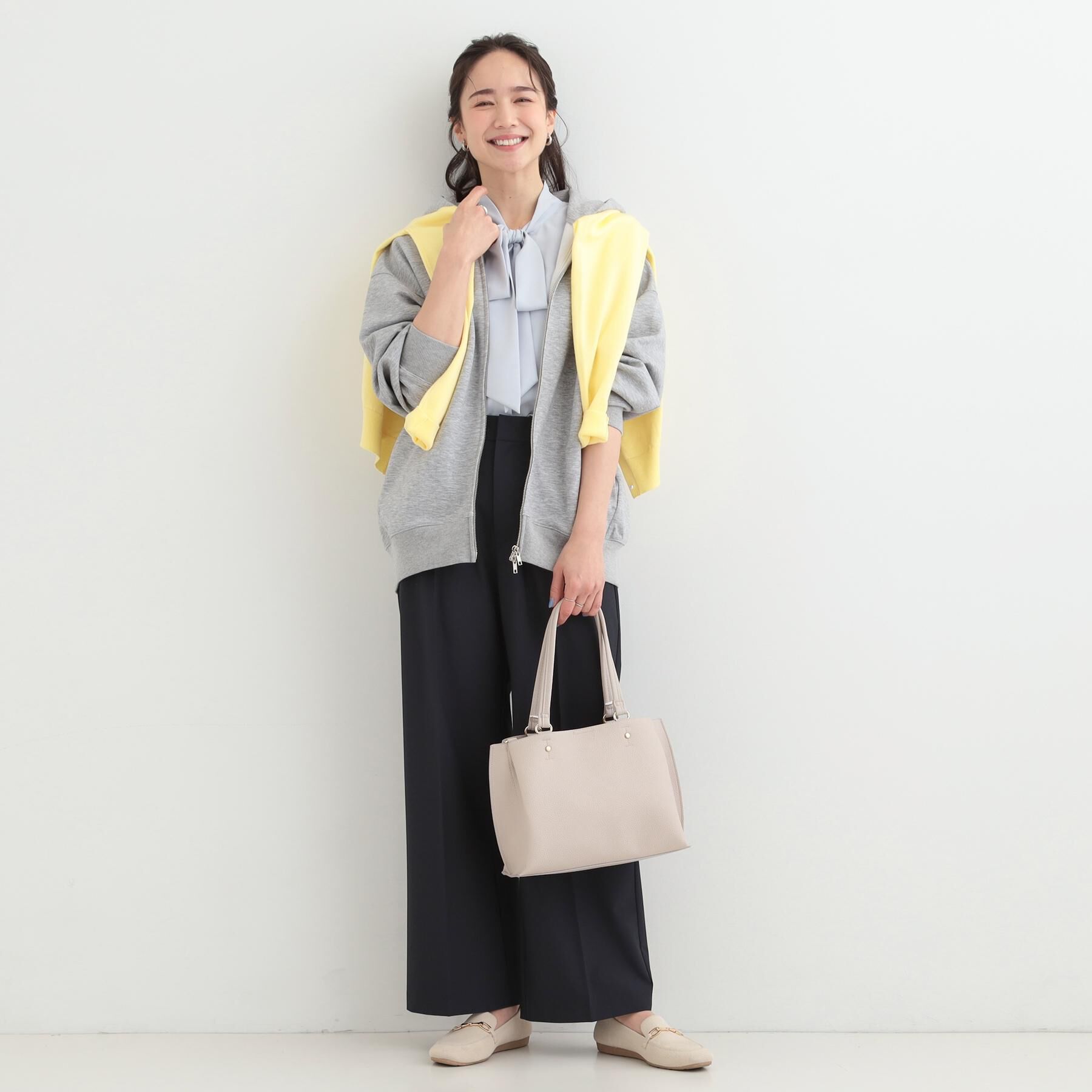 SHOO･LA･RUE「【セットアップ可/S-LL/なめらかタッチ】大人カジュアルスタイルに ZIPパーカ」|パーカー|