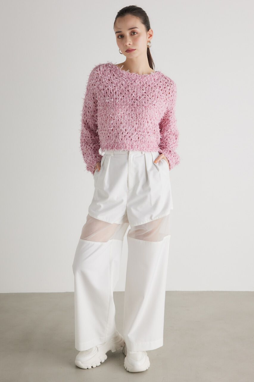 rienda「ラメシャギーメッシュKnit TOP」|ニット・セーター|