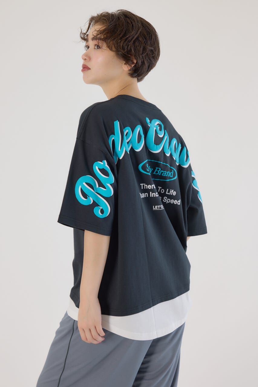 RODEO CROWNS「フェイクレイヤードスクリプトロゴ Tシャツ」|Tシャツ・カットソー|BLK