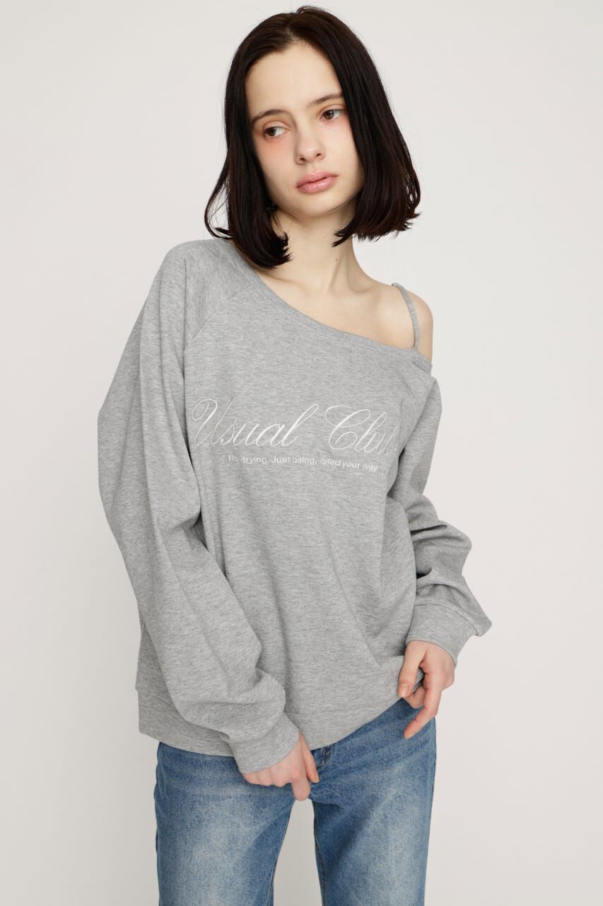 SLY「OFF SHOULDER LOGO トップス」|Tシャツ・カットソー|T.GRY