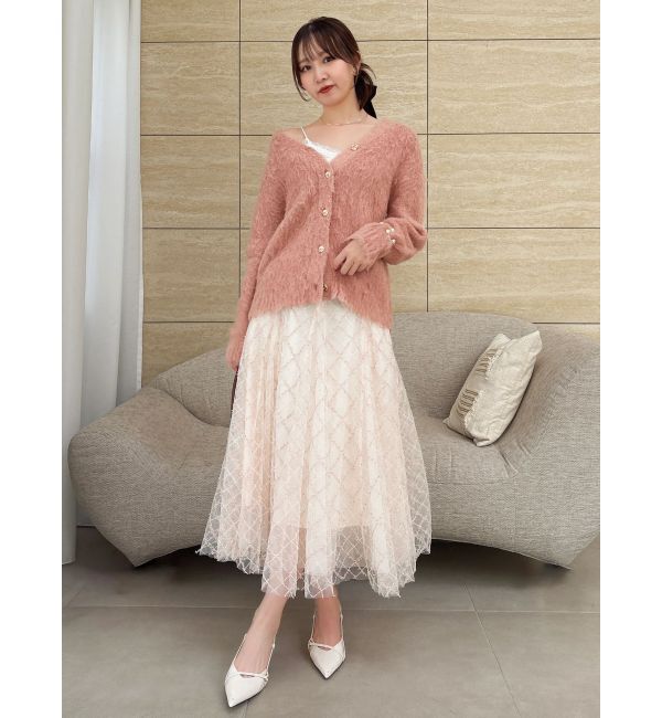dazzlin「【再生産分】スパンコールチュールチェックスカート」|スカート|