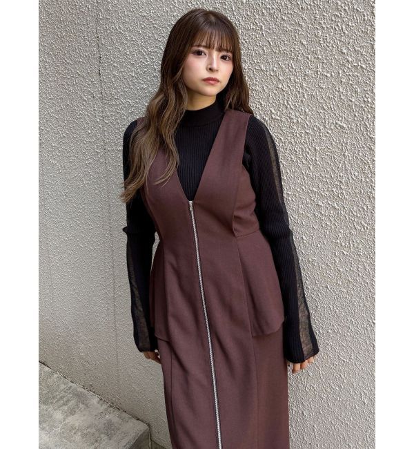 MURUA「フロントZIPペプラムジャンパースカート」|ジャンパースカート|