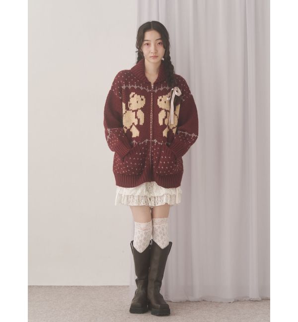 merry jenny「bear cowichan knit」|カーディガン|